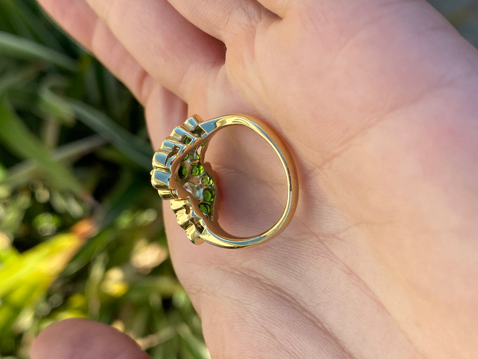 18k diamond tsavorite green garnet ring size 7