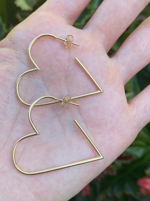 14k heart hoop earrings