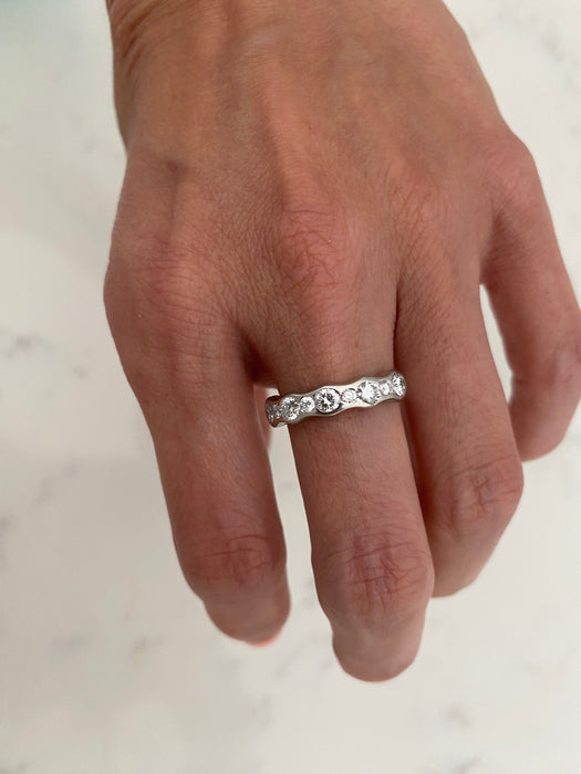 Vintage Platinum 850 Bezel Set Diamond Ring | 0.81 TCW Natural Flush Set Diamonds