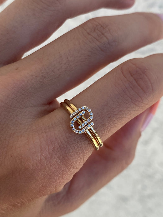 14k diamond letter u ring size 6.5