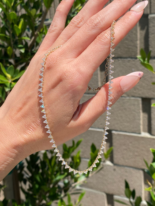 14k Gold 3.3 Carat Diamond Floral Tennis Necklace