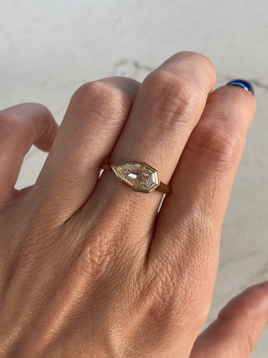14K Double Bezel Step Cut Pear Lab Diamond Ring – 1.50 CT