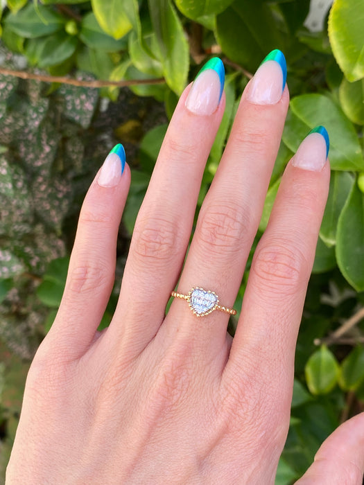 18k diamond heart baguette ring size 6.25