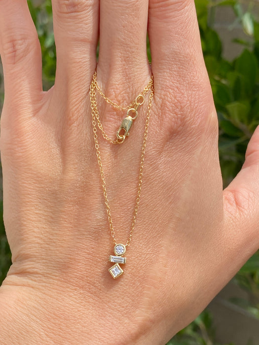 10K Yellow Gold Multi-Cut Lab Diamond Vertical Bar Necklace – 0.25 TCW