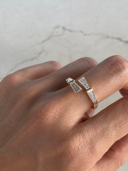 14K Tapered Baguette Lab Diamond Bypass Ring
