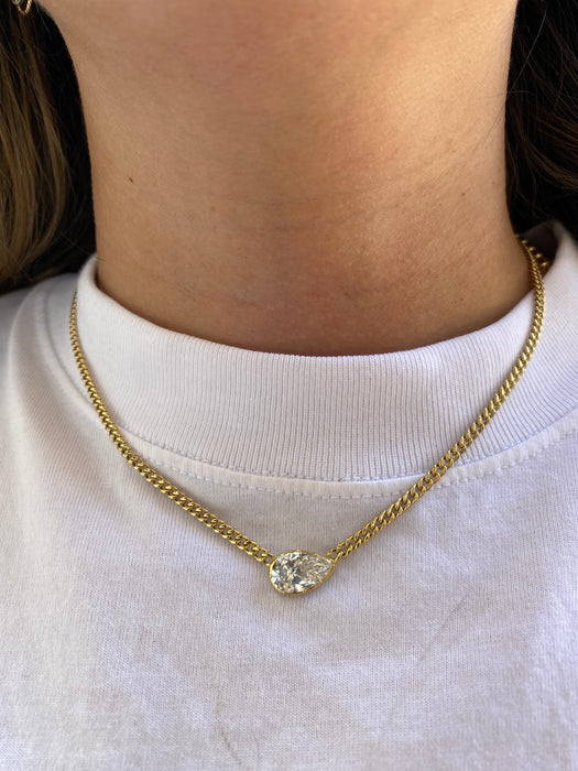 14K Gold Pear Lab 2.5 Carat Diamond Necklace