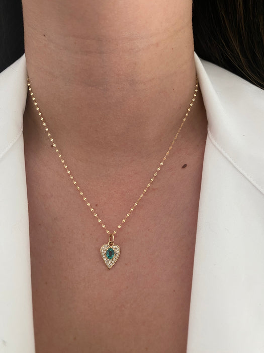 14k diamond gemstone heart pendant charm