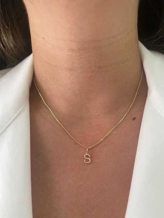 14k diamond initial S pendant