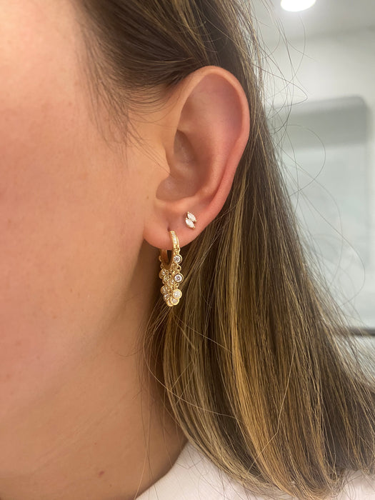 14K Gold 1.40 CTW Lab Diamond Cascading Bezel Huggie Earrings