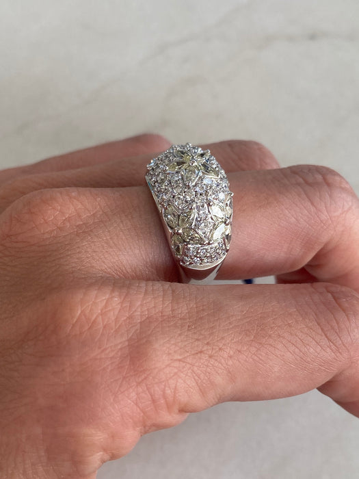 Vintage 18K Gold Diamond Bombe Star Ring – 2.75 TCW