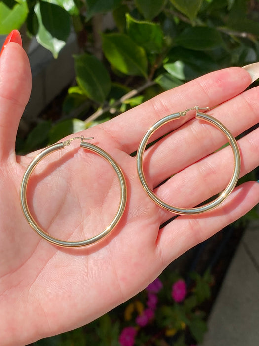 14k 1.85” by 3mm hoop earrings