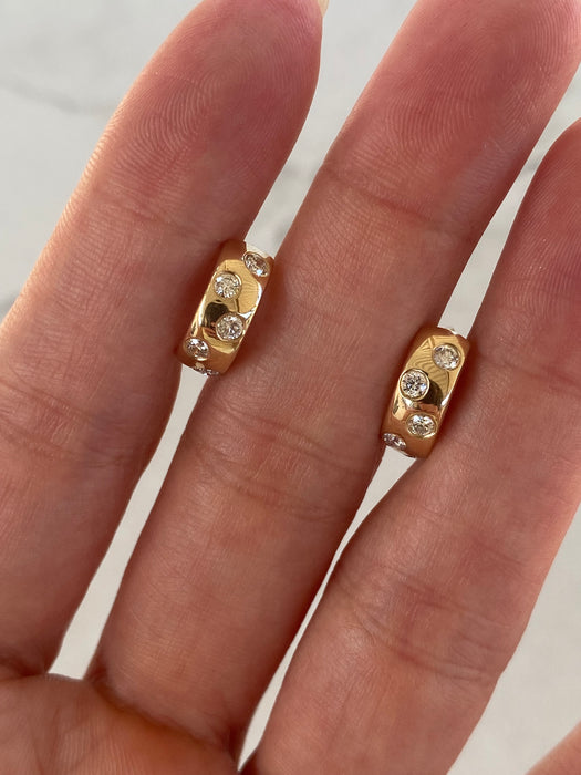 14K 0.5 TCW Flush-Set Natural Diamond Huggie Earrings