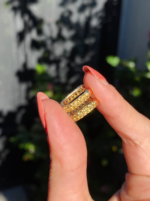 14k double sided yellow sapphire huggie earrings