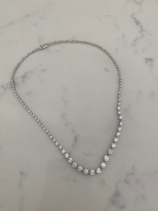 18k white gold 7 carat Diamond tennis necklace