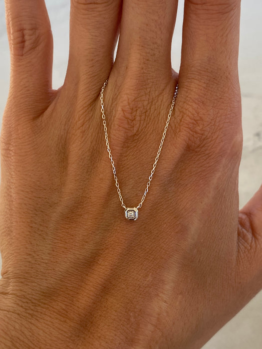 Vintage 10K White Gold Diamond Necklace