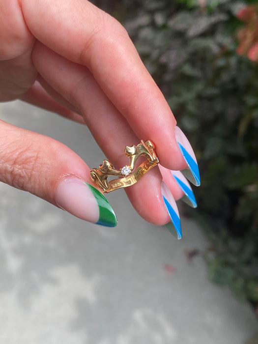 Custom preorder 14k dancing kitty cat ring