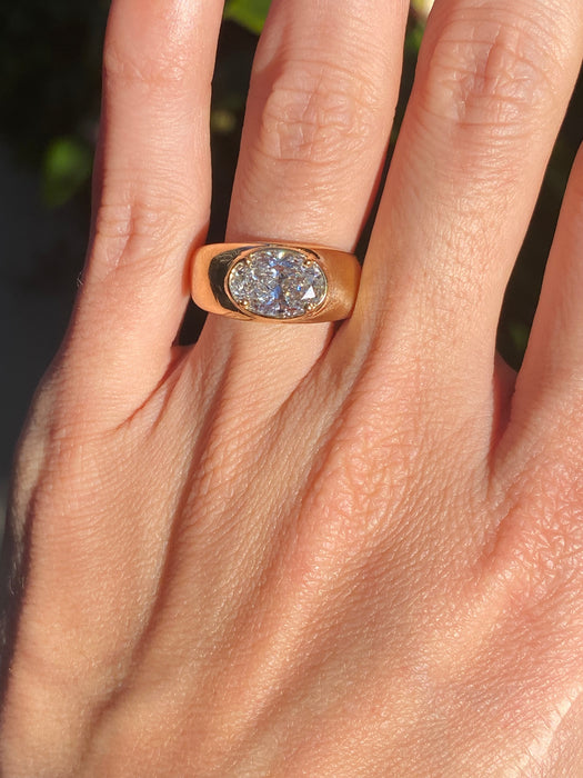 Blossom- 14k lab 2 carat oval east to west diamond ring size 7