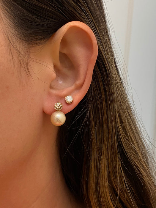 Vintage 18K Gold Diamond & Pearl Earrings