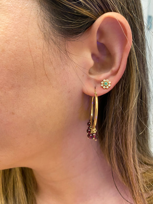 14k hoops with dangly amethyst