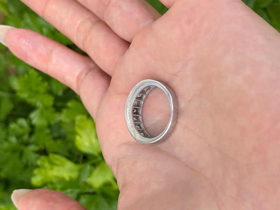 Vintage Platinum 900 Step Cut Diamond Ring