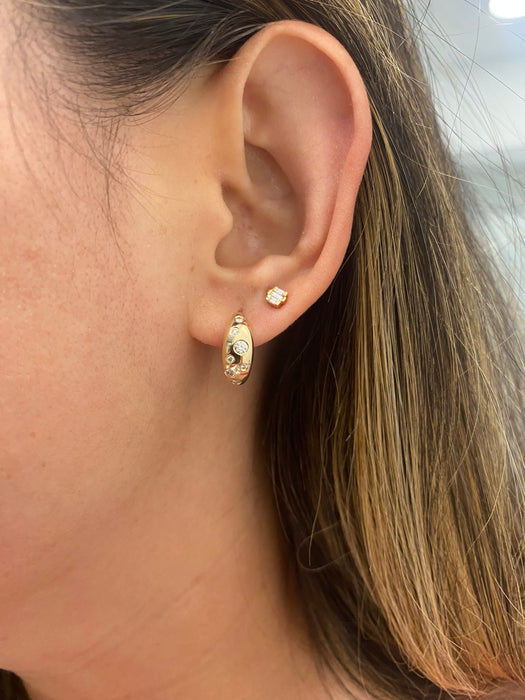14K Gold Baguette Lab Diamond Stud Earrings