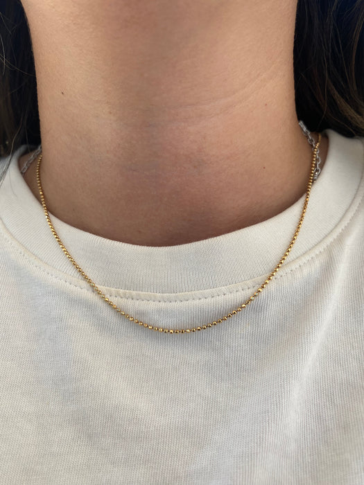 Vintage 18K Diamond Cut Bead Chain Necklace