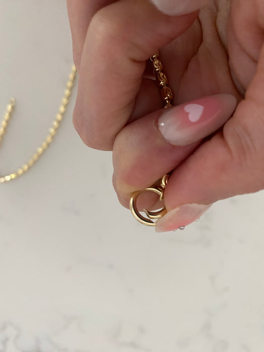 14K Gold Diamond-Cut Bead Chain Necklace with 14k Connector Clasp 16”