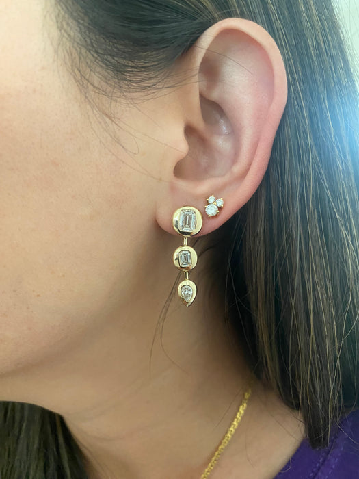 14k lab 2.2 carats diamond chunky bezel set earrings