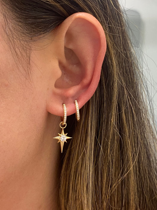 14K Reversible Lab Diamond North Star Huggie Earrings