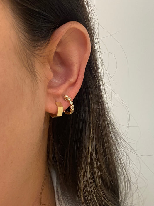 14k hexagon Huggie earrings