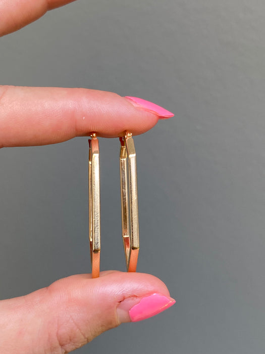 14k pointed geometric hoop earrings