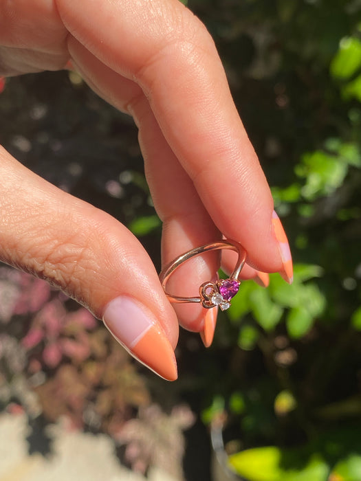 10k rose gold heart pinky ring size 3.75