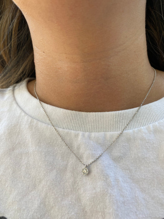 14K White Gold Lab Diamond Halo Necklace