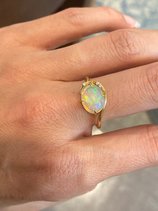 18k opal diamond ring size 7.75