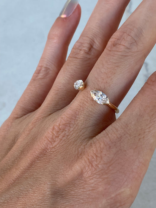 14K Gold Marquise Lab Diamond Ring | 1.10 CTW