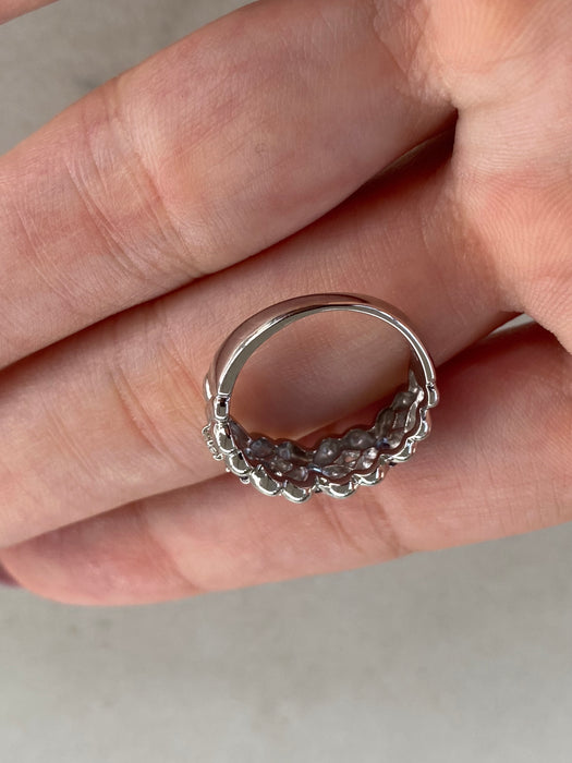 Vintage Platinum 900 Alexandrite & Diamond Flower Ring