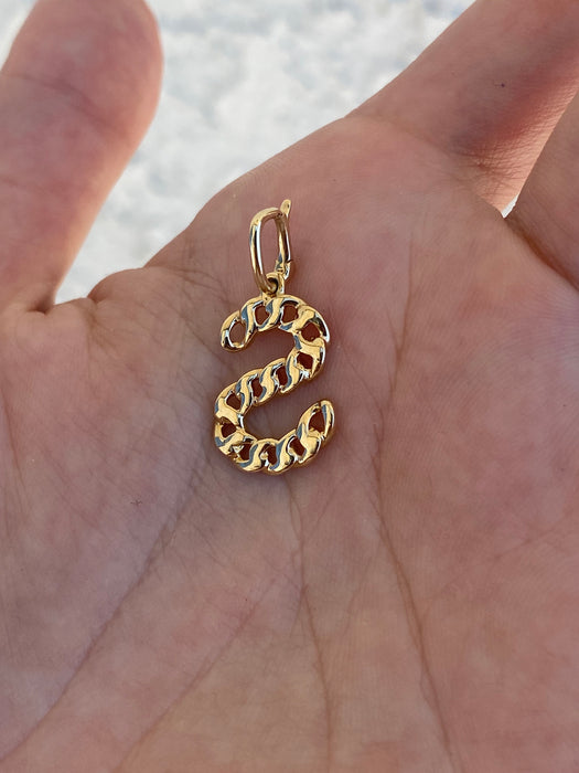 14k diamond curb initial letter pendant