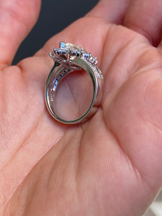 Platinum 900 3.83 tcw marquise diamond ring size 7