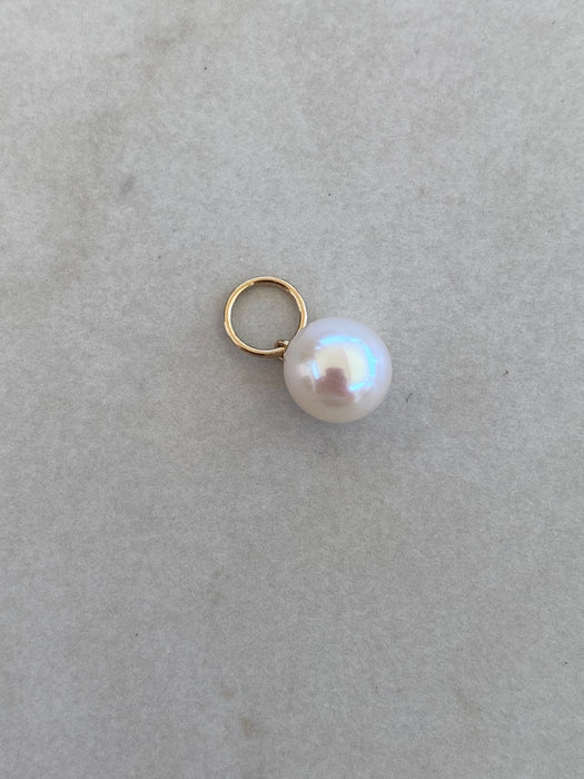 14K Gold Pearl With Diamond Charm