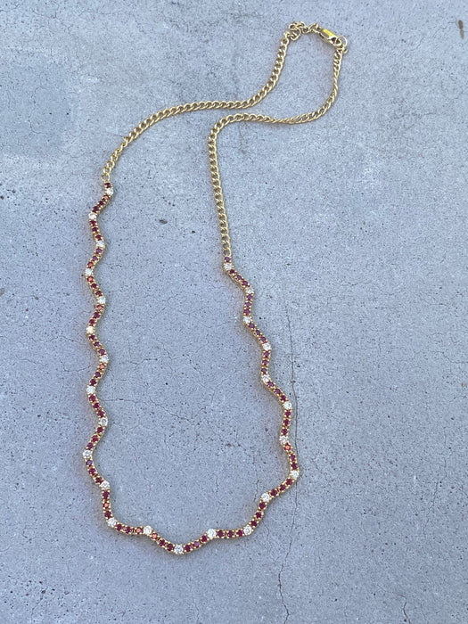 14K Gold Ruby & Diamond Wavy Necklace – 5 TCW