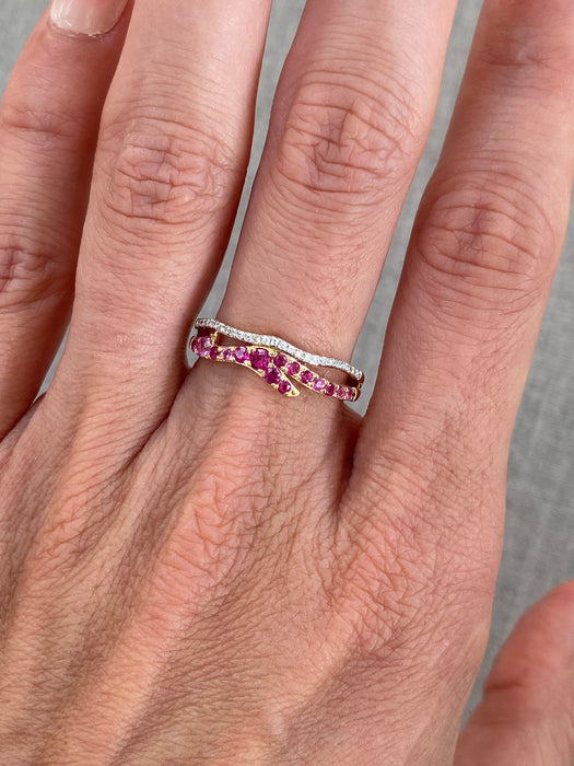 14K Ruby & Diamond Double Band Ring