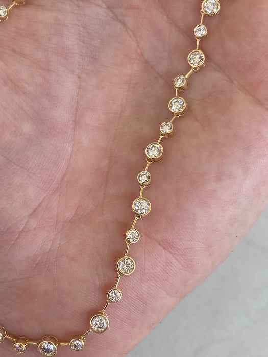 14K 4.34 TCW Natural Diamond Bezel-Set Tennis Necklace