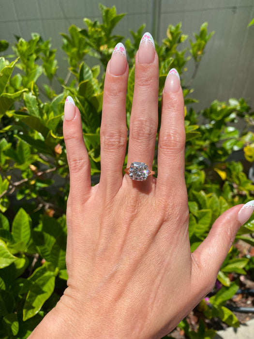 14K Gold 6 Carat Cushion Cut Lab Diamond Ring