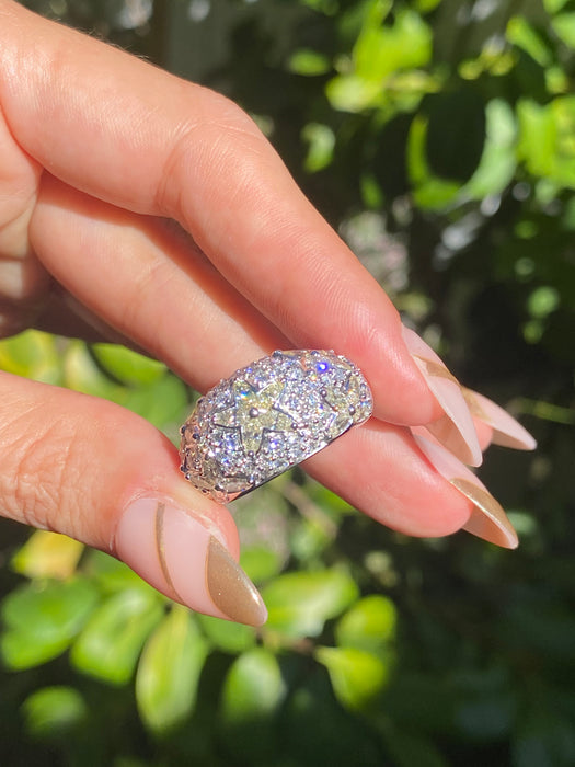 18k white gold diamond bombe star flower ring size 6