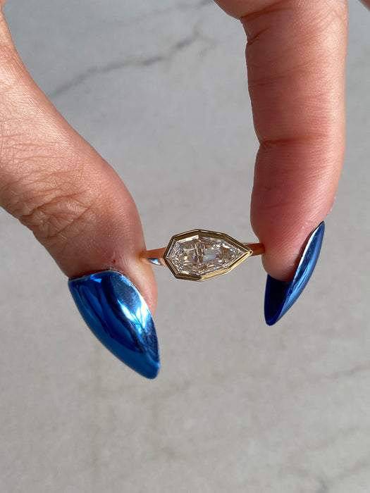 14K Double Bezel Step Cut Pear Lab Diamond Ring – 1.50 CT