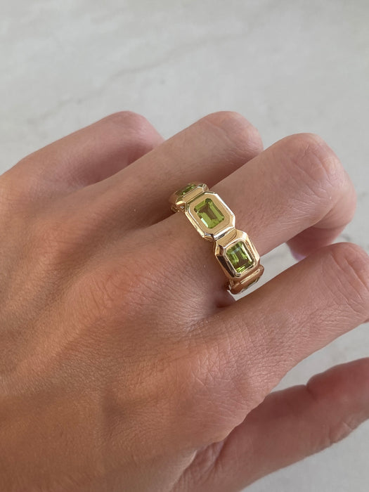 14K Gold Bezel-Set Peridot Eternity Ring