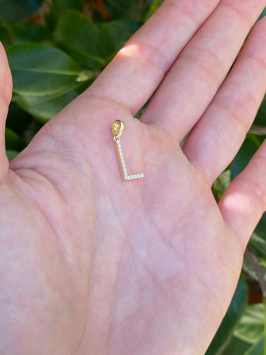 14k diamond letter L charm