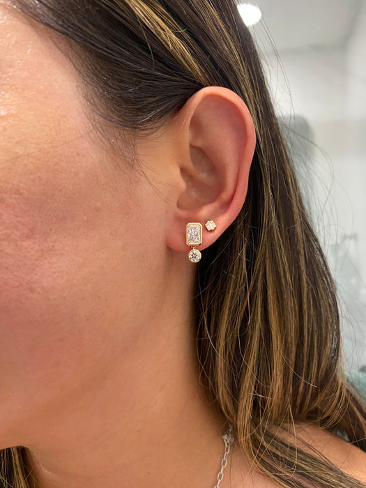 14K 2.9 TCW Bezel-Set Lab Diamond Radiant Drop Earrings