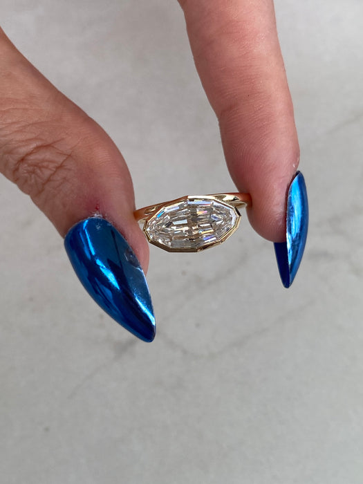 14K Bezel-Set Oval Lab Diamond Ring