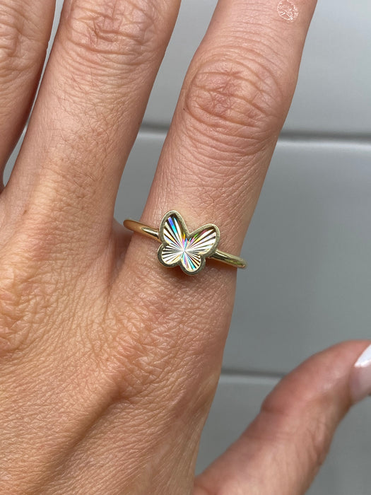 10k Fluted Rainbow Butterfly Ring